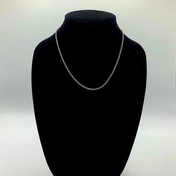 Sterling Silver Twisted Rope Chain Necklace, 18” - Picture 3 of 4